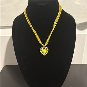 Glass Heart Pendant Necklace Elegant Flower Collar Choker Temperament Necklace